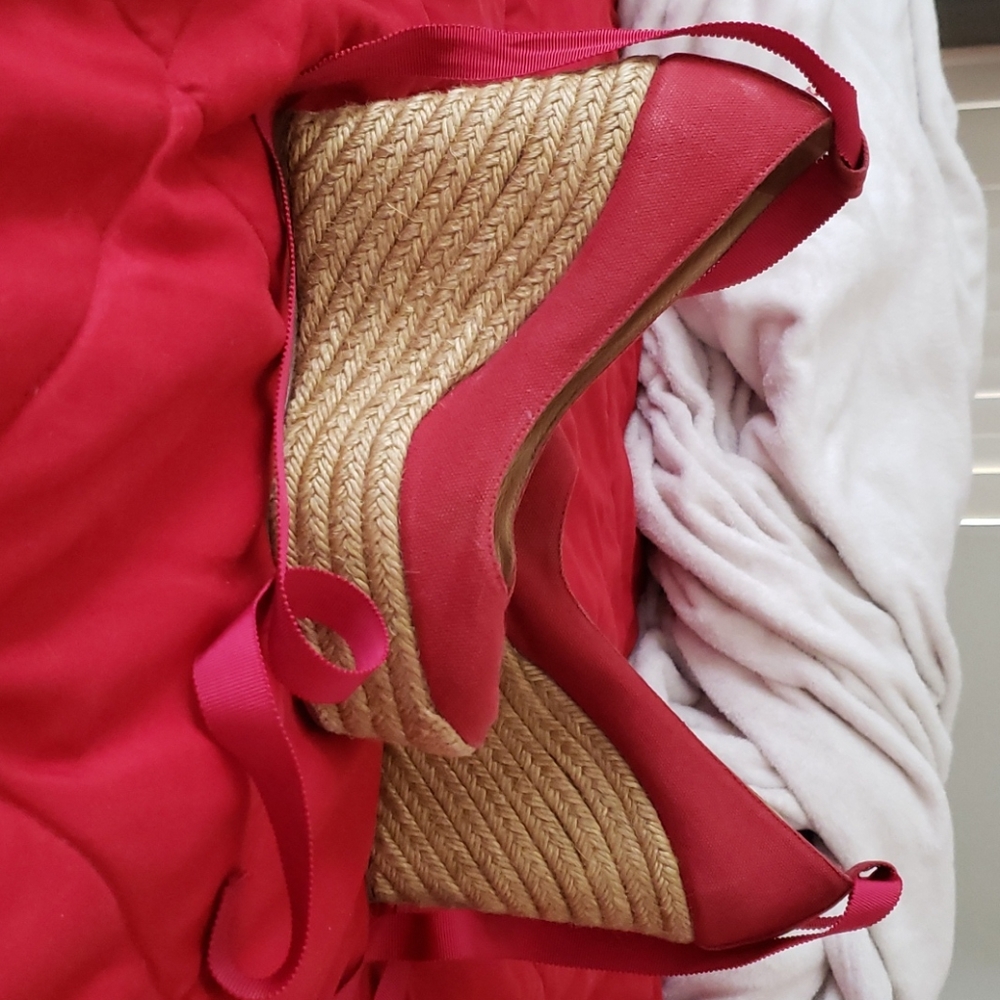 Used Red Christian Louboutin Espadrille Wedges